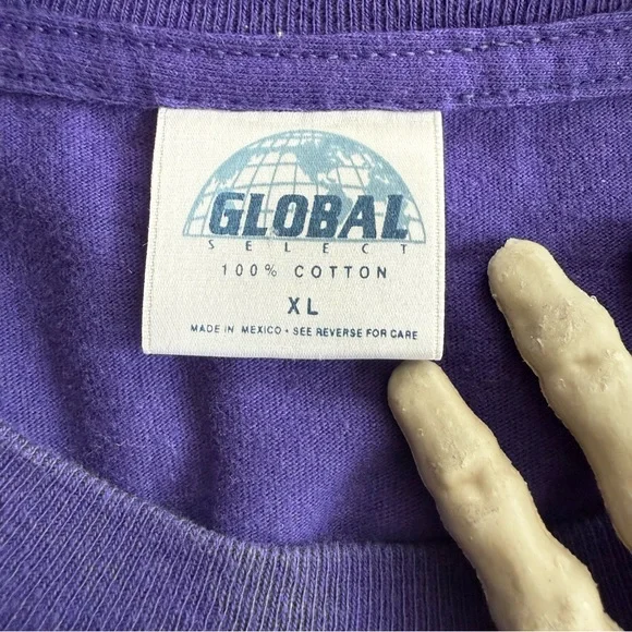 Vintage 90s Cropped New Orleans Mardi Gras Cat Front & Back Graphic Tee ~Size XL - Picture 7 of 9